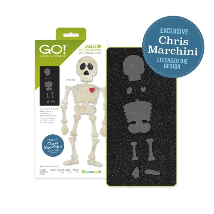 AccuQuilt GO Skeleton fabric cutting die for Halloween applique shapes