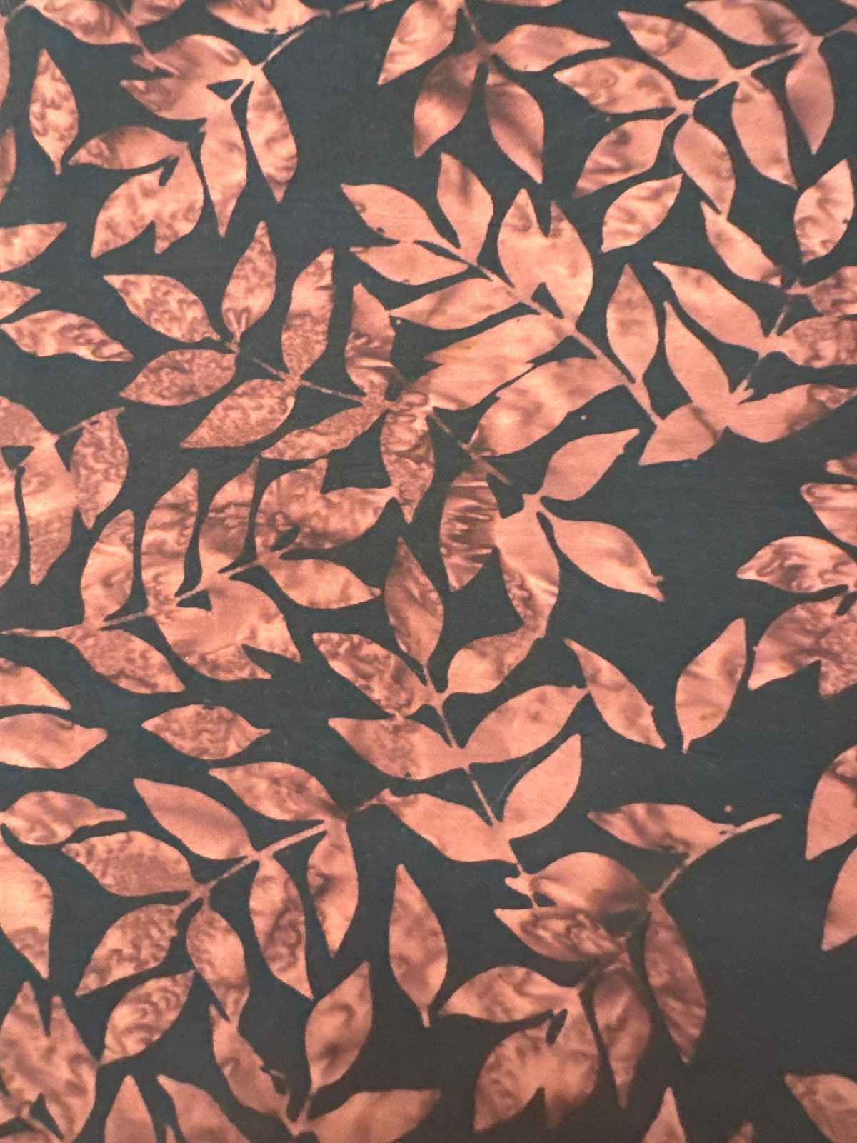 Velvet Leaves on Black blender quilting fabric by Hoffman Fabrics
