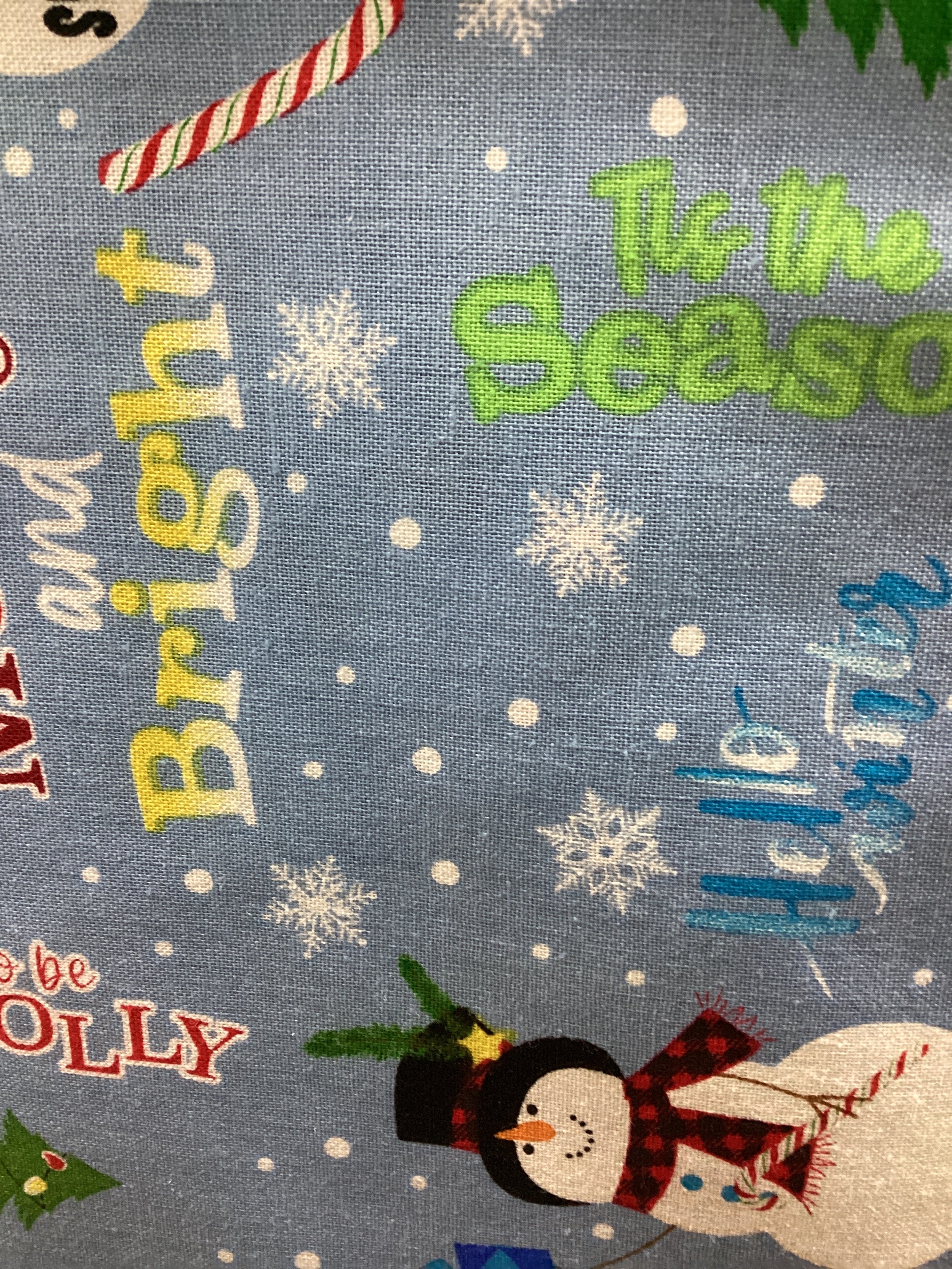 Benartex Country Christmas Jolly Words Slate Blue quilting fabric