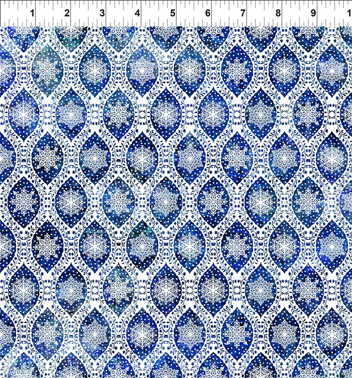 In The Beginning Nature's Winter snowflake ogee quilting cotton