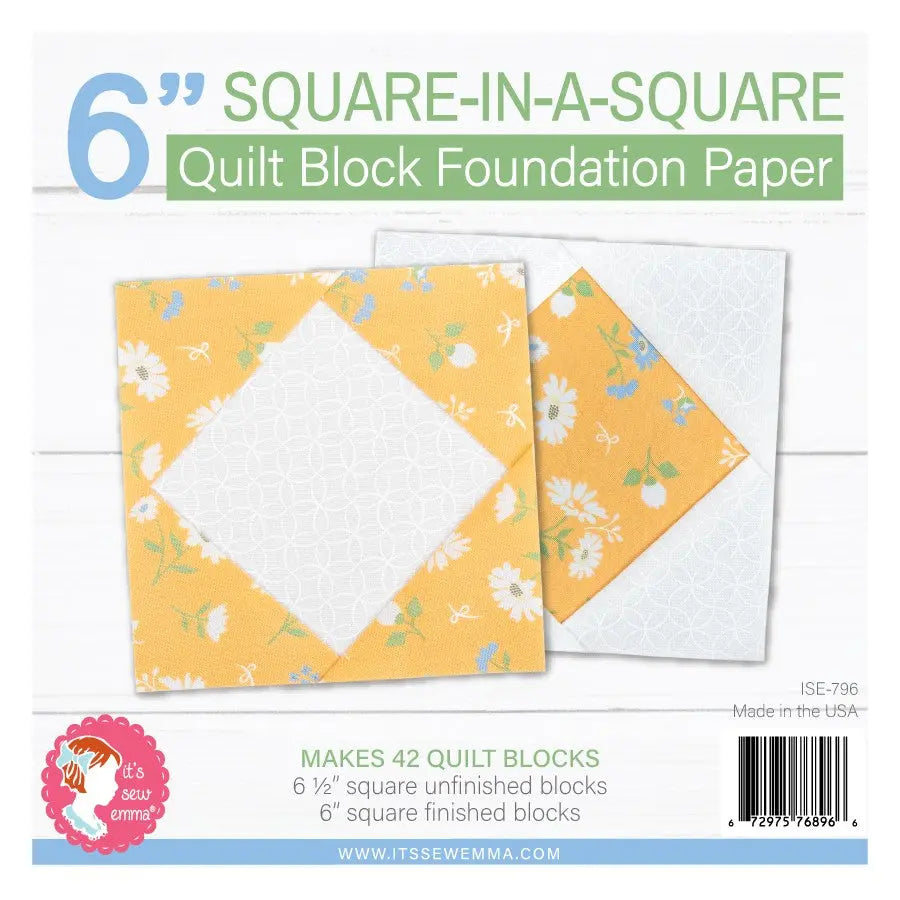 6in Square in a Square Quilt Block Foundation Paper - Linda's Electric Quilters