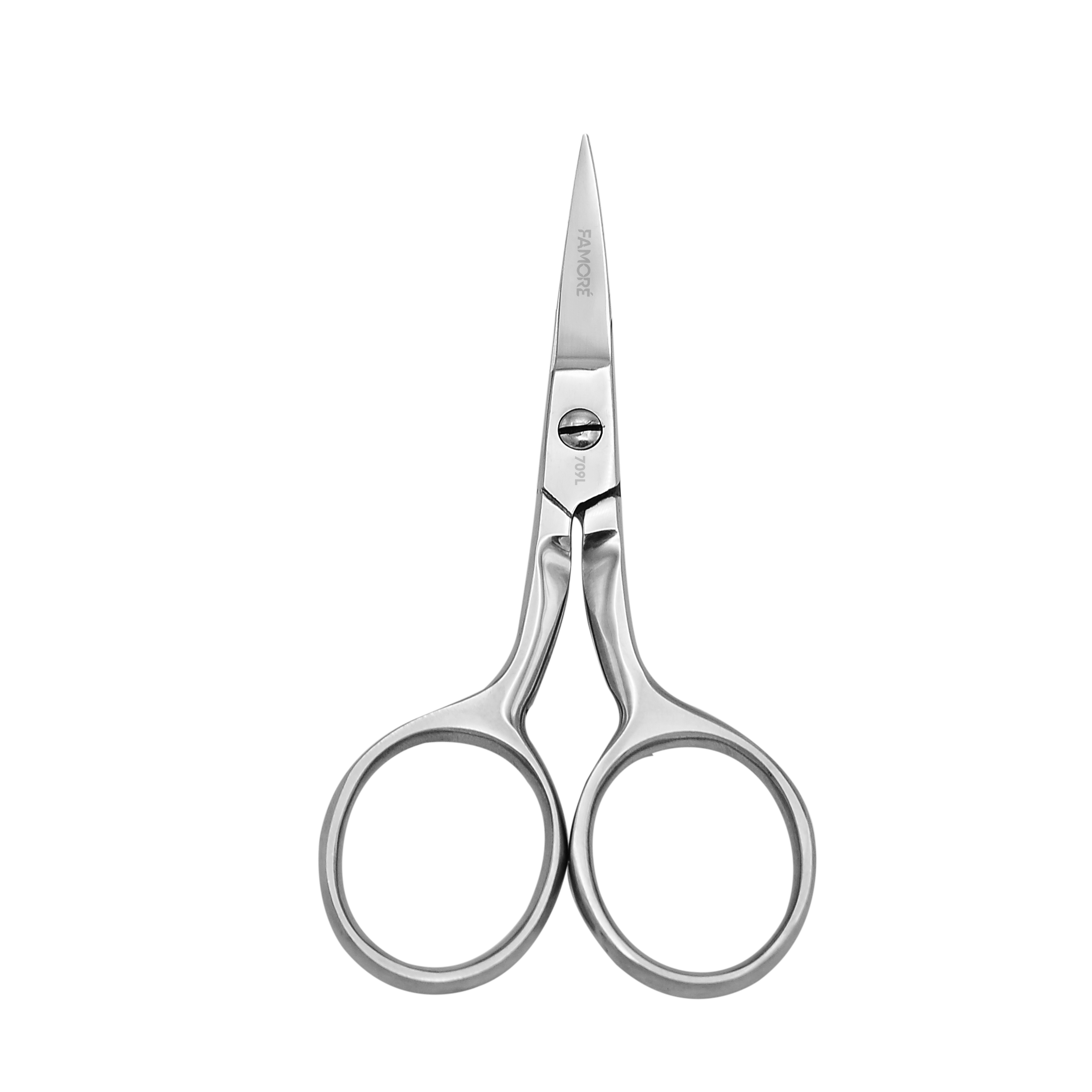 709L Large Ring Left Hand Curved Fine Point Scissors 4 inch Famore