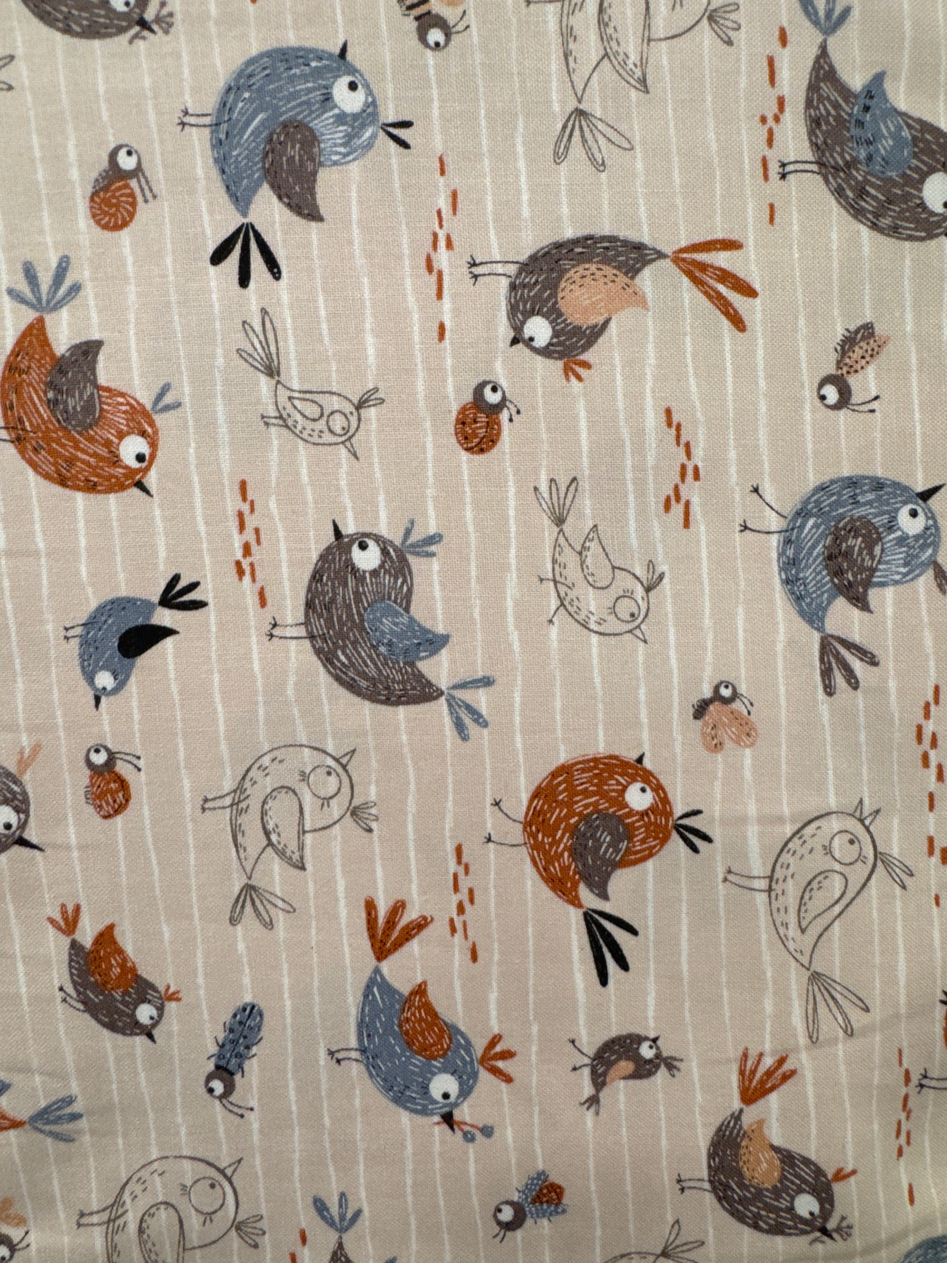 Chirp Light Peach Birds novelty quilting fabric by Elena Amo for Moda