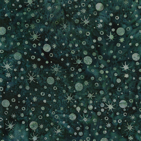 Island Batik dots and stars batik quilting fabric in Dark Lagoon