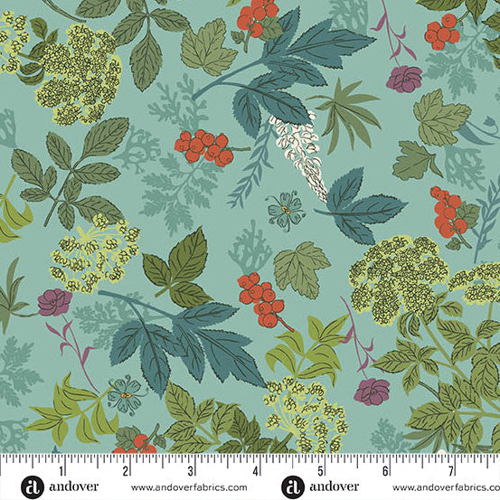 Nordic Summer Wild Flora Hot Spring Cotton 44"/45" Fabric Per Yard