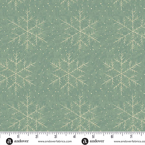 Jingle Bell Snowfall Vintage Blue 44"/45" Fabric Per Yard