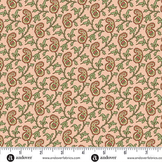Jingle Bell Paisley Vine Candy 44"/45" Fabric Per Yard