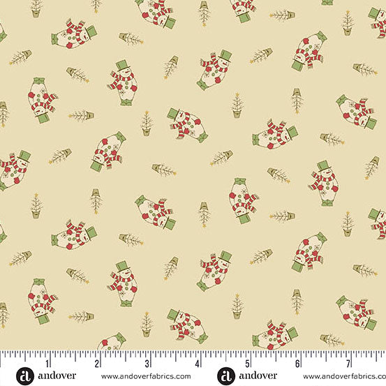 Jingle Bell Snowman Buttercream 44"/45" Fabric Per Yard