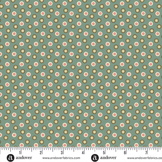 Jingle Bell Beads Vintage Blue 44"/45" Fabric Per Yard