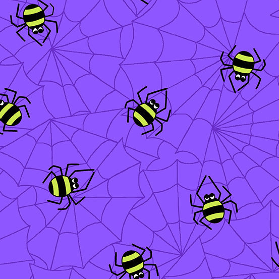 Andover Hocus Pocus purple spider web Halloween quilting cotton fabric
