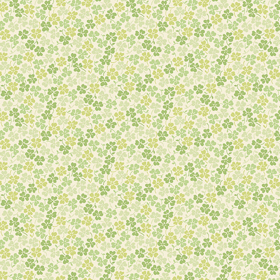 Andover Lucky Charms clover field quilting cotton fabric in White