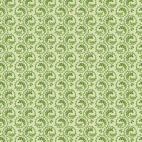 Andover Lucky Charms shamrock swirl quilting cotton fabric in Light Green