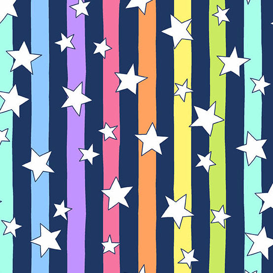 Andover Believe Shooting Stars Navy A-9907-B quilting fabric — shooting stars on navy