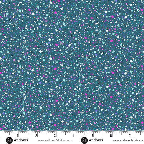 Makower UK Fairy Dust Sparkle Teal quilting fabric — sparkling teal tonal blender