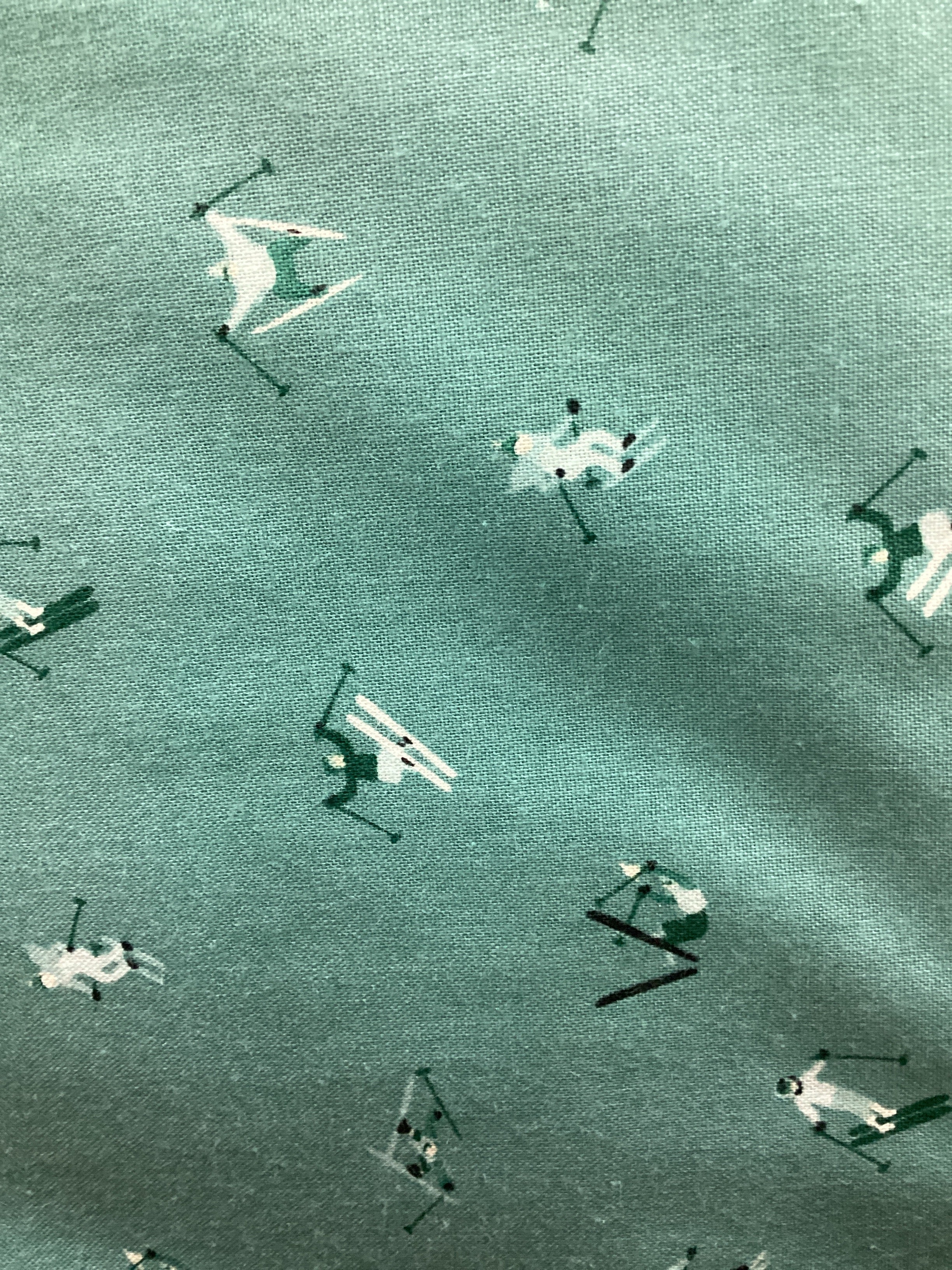 Riley Blake Ski Hill Skiers Teal quilting fabric