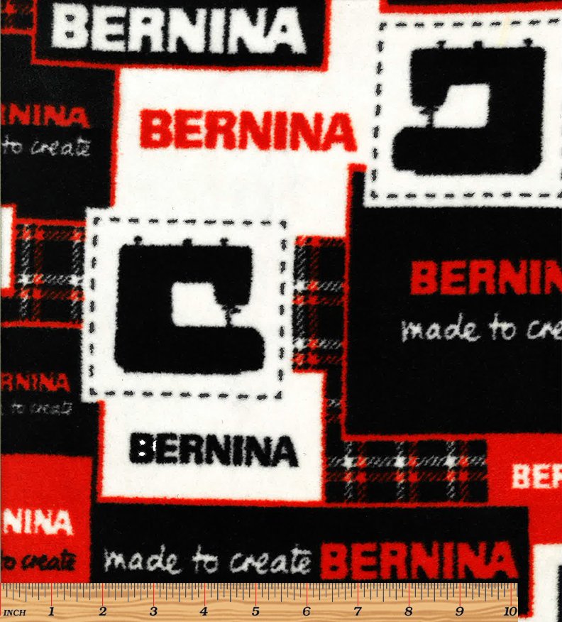 Benartex BERNINA logo print fleece 7735FL-99 multi