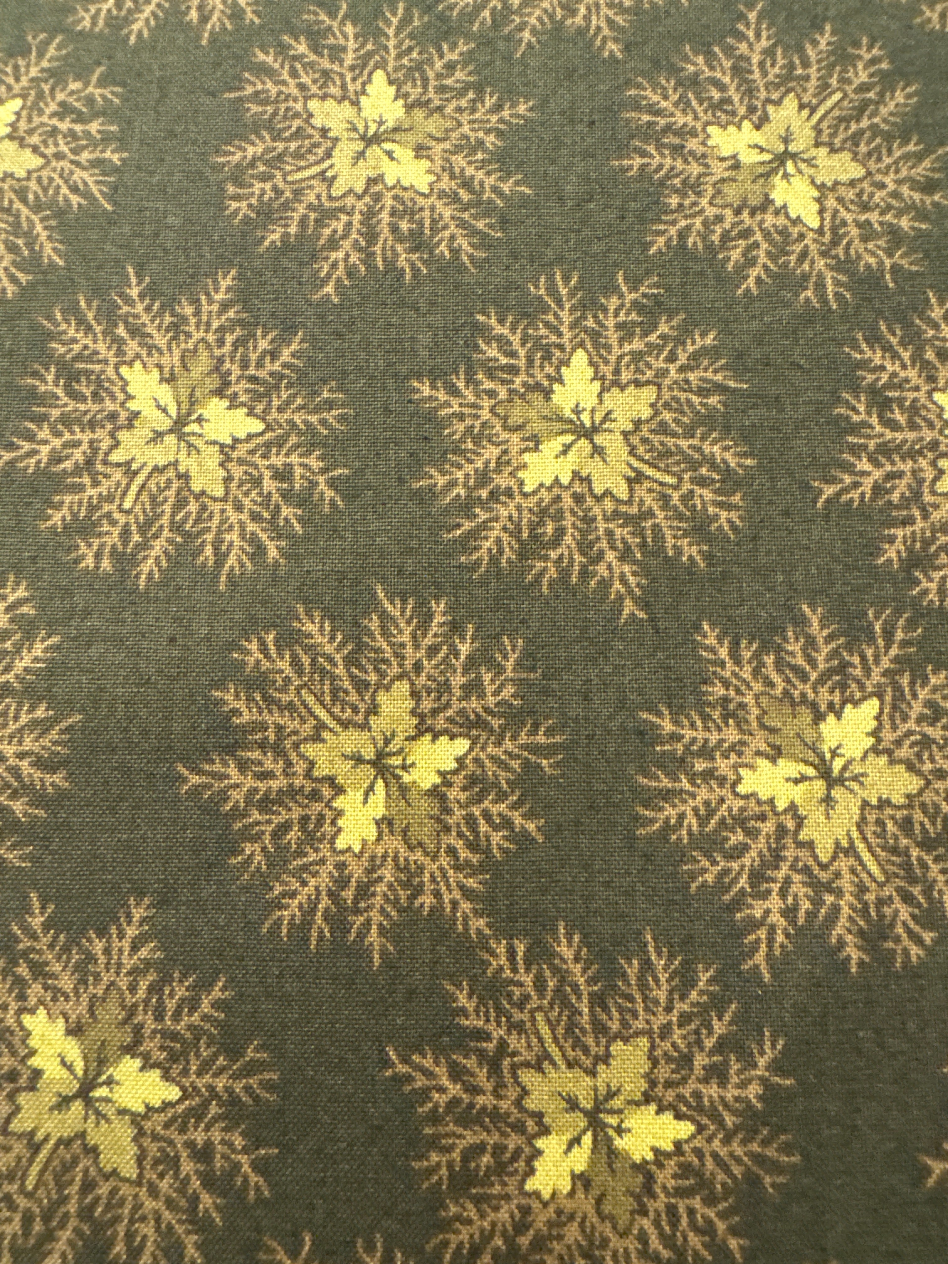 Spiced Cider Leaf Nest Dark Olive novelty quilting fabric by Andover Fabrics