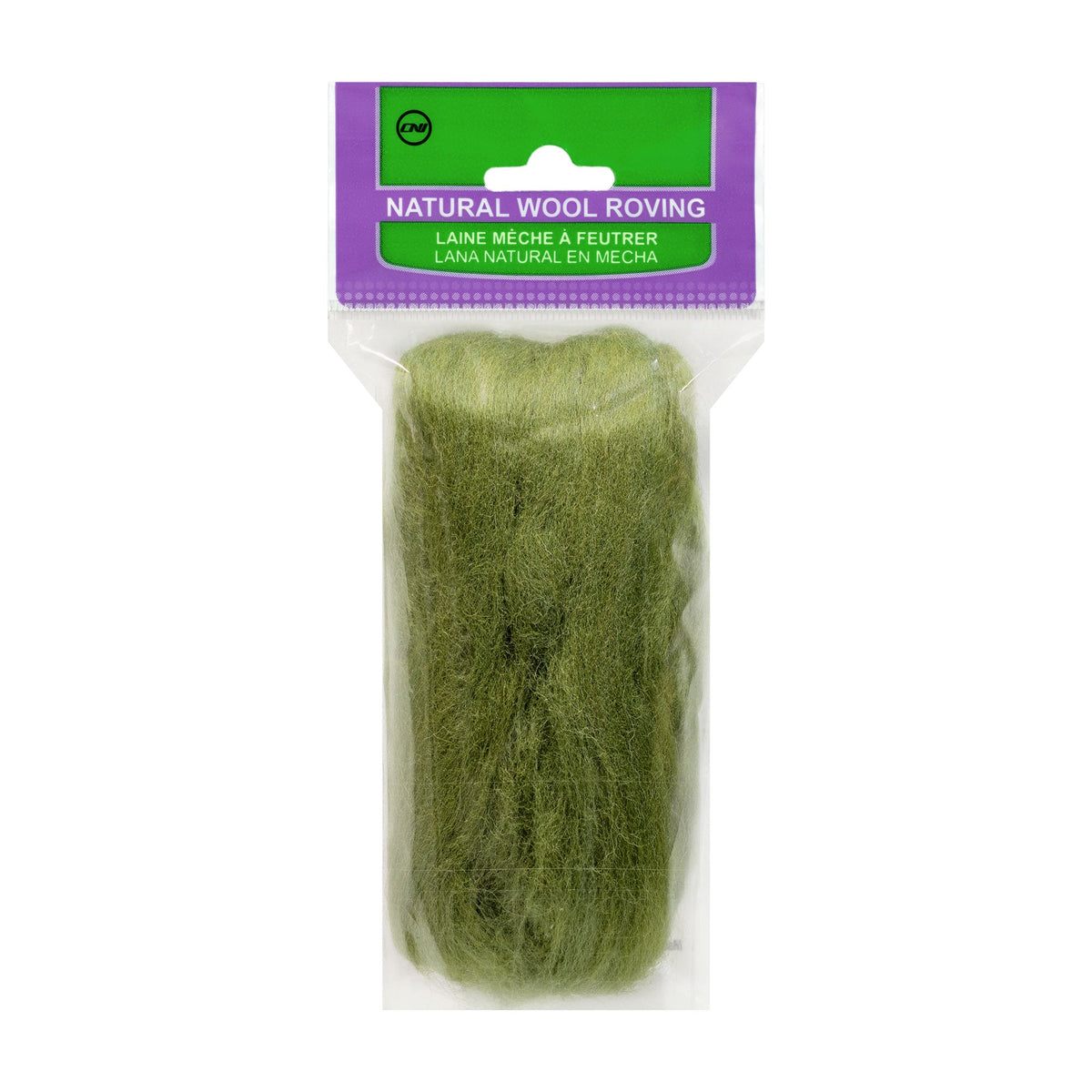 Natural Wool Roving (Moss Green)