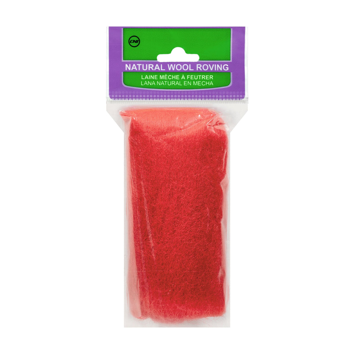 Natural Wool Roving (Red)