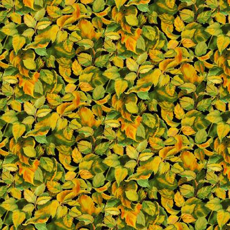 Wilmington Packed Leaves Yellow autumn quilting fabric