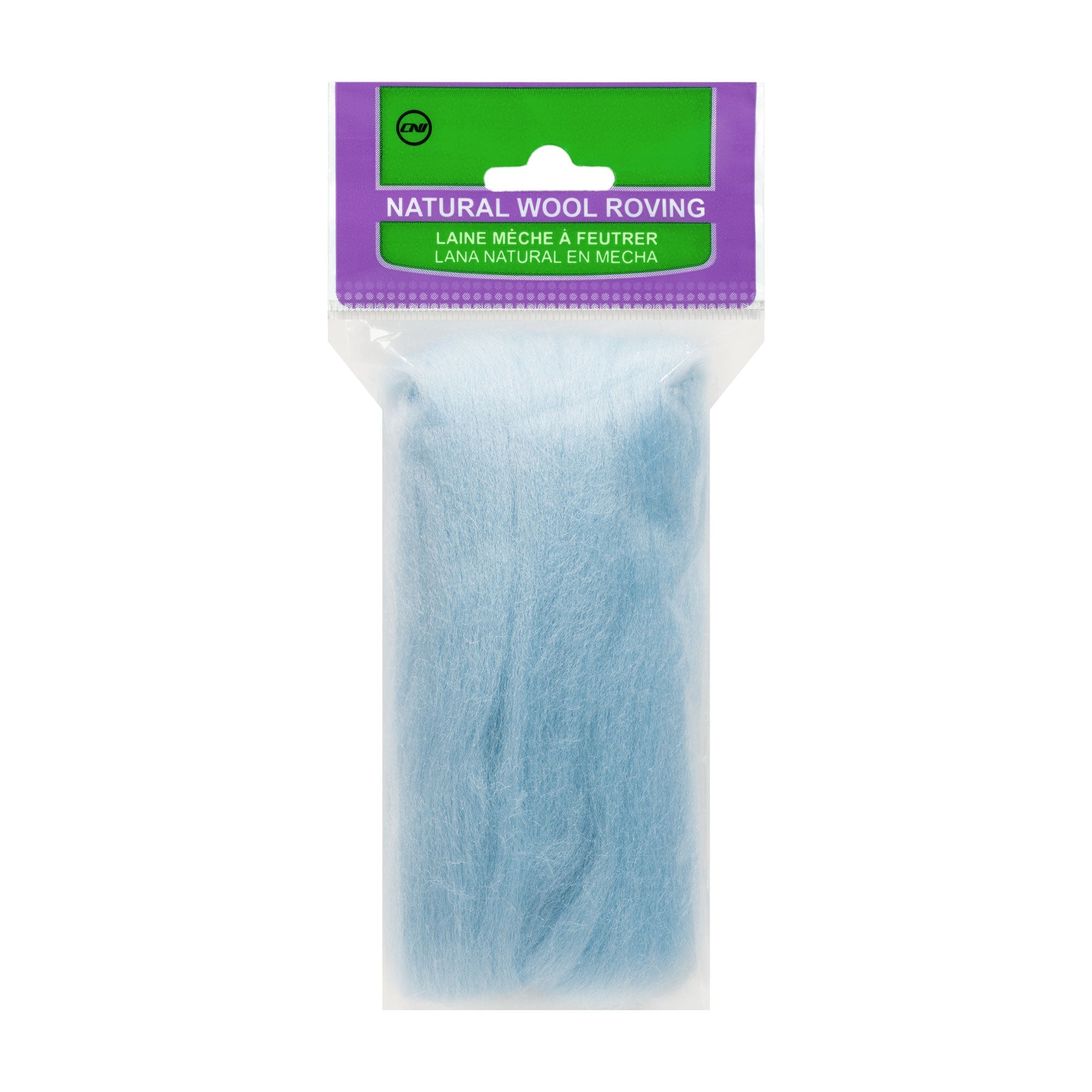 Natural Wool Roving (Light Blue)