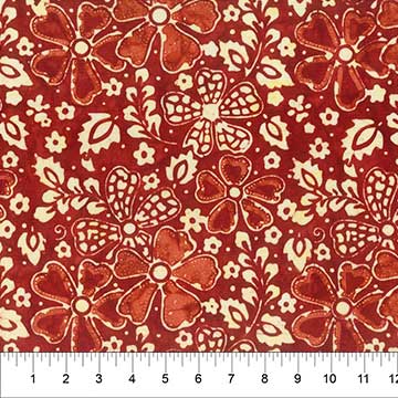 Banyan Batiks Destination Indonesia batik quilting fabric in Lipstick Red