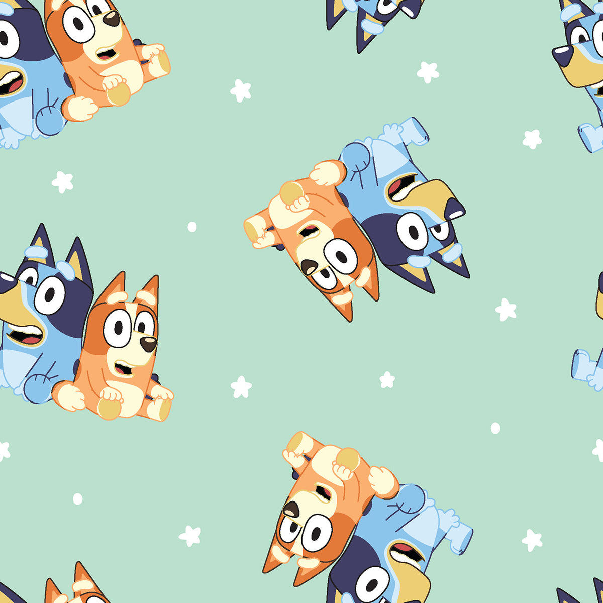 Springs Creative Fabric Bluey & Bingo Best Friends Mint Cotton 44"/45" Fabric Per Yard