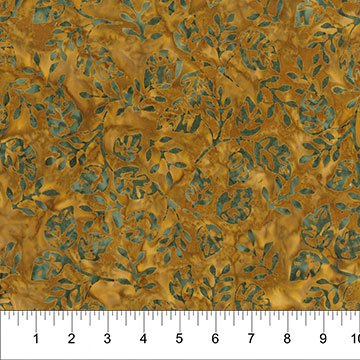 Banyan Batiks Tuscan Terrace leaf toss batik quilting fabric in Brown