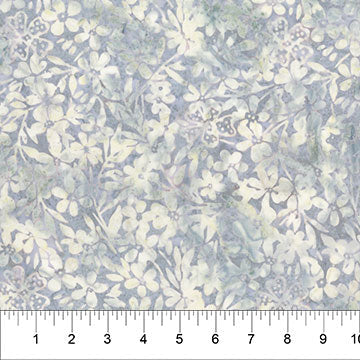 Banyan Batiks Pearls Wild Daisies batik quilting fabric in Dove