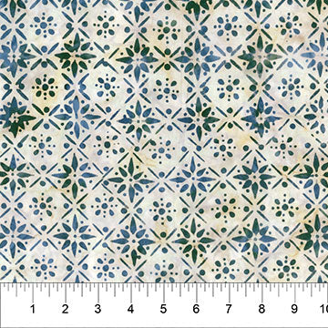 Banyan Batiks Pearls Daisy Tile batik quilting fabric in Ivory