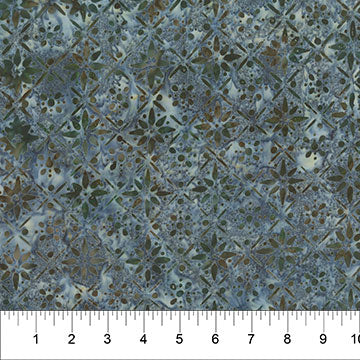 Banyan Batiks Pearls Daisy Tile batik quilting fabric in Gray