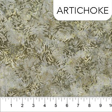 Banyan Batiks BFF's tonal batik quilting fabric in Artichoke green