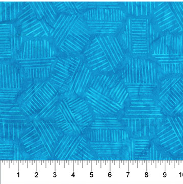 Banyan Batiks Hexies batik quilting fabric in Caribbean blue