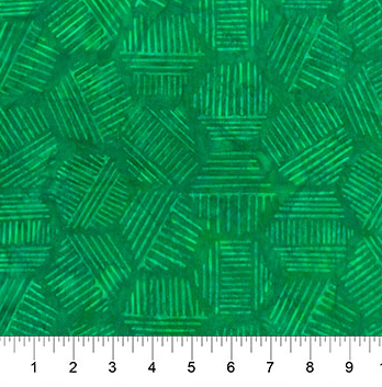 Banyan Batiks Hexies batik quilting fabric in Emerald
