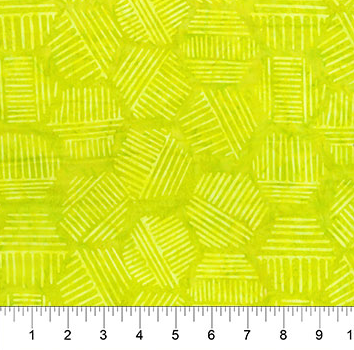 Banyan Batiks Hexies batik quilting fabric in Citrus Green