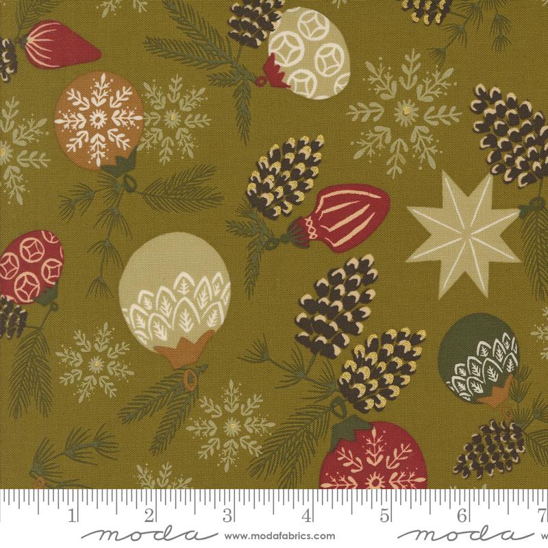 Moda Old World Yuletide quilting fabric in Pickle 45621