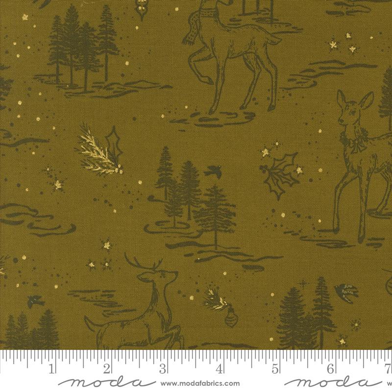 Moda Old World Yuletide quilting fabric in Pickle 45622