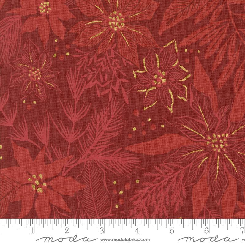 Moda Old World Yuletide quilting fabric in Crimson 45623