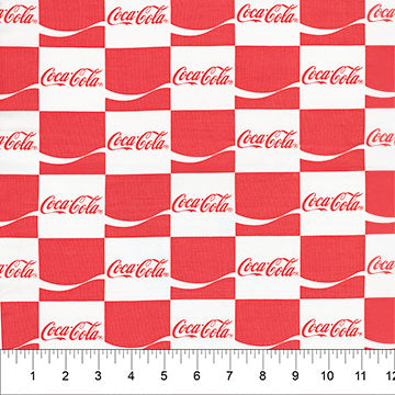 Coca-Cola Batiks Grid Lipstick Red 44"/45" Fabric Per Yard