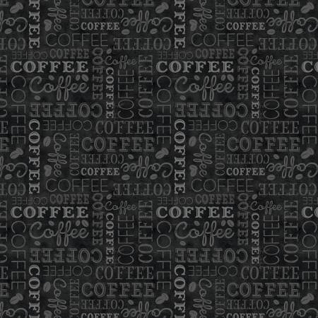 Wilmington Coffee Time black coffee words novelty quilting cotton fabric