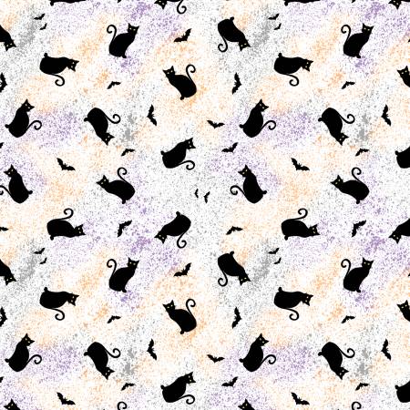Wilmington Gnome-ster Mash white cat toss quilting cotton