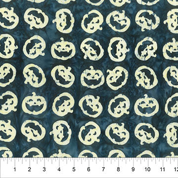 Banyan Batiks Haunted House Pumpkins batik quilting fabric in Midnight