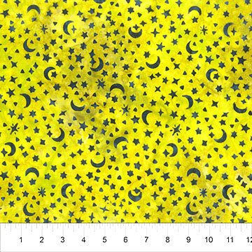 Banyan Batiks Haunted House Stars batik quilting fabric in Chartreuse
