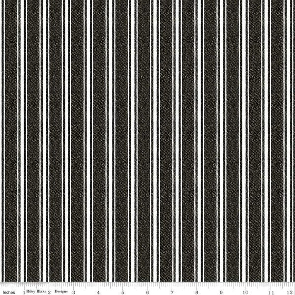Riley Blake Queen of Ween Ticking Texture quilting fabric in Black