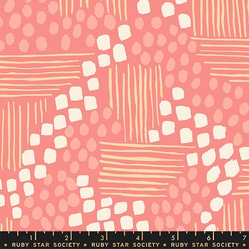 Ruby Star Society Reimagined Landscapes Watermelon RS6049 12 quilting fabric — landscape motifs in watermelon pink