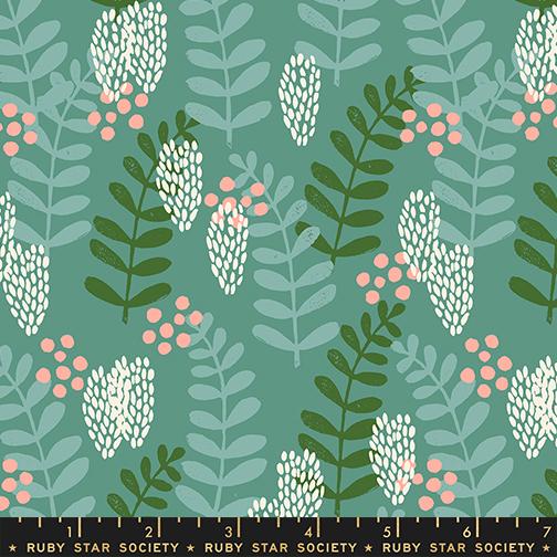 Ruby Star Society Reimagined Landscapes Watercrest Leaves RS6051 13 quilting fabric — modern leaves in Watercrest