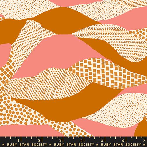 Ruby Star Society Reimagined Landscapes Saddle RS6053 12 quilting fabric — landscape motifs in saddle brown