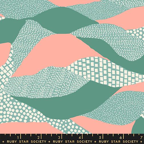 Ruby Star Society Reimagined Landscapes Water Waves RS6053 14 quilting fabric — wave motifs in water blue