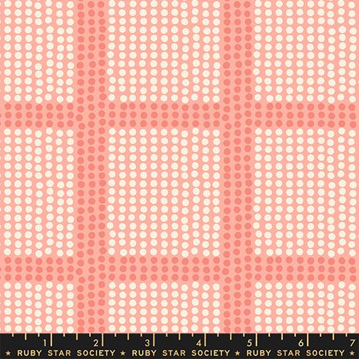 Ruby Star Society Reimagined Landscapes Bashful RS6055 12 quilting fabric — landscape motifs in bashful pink