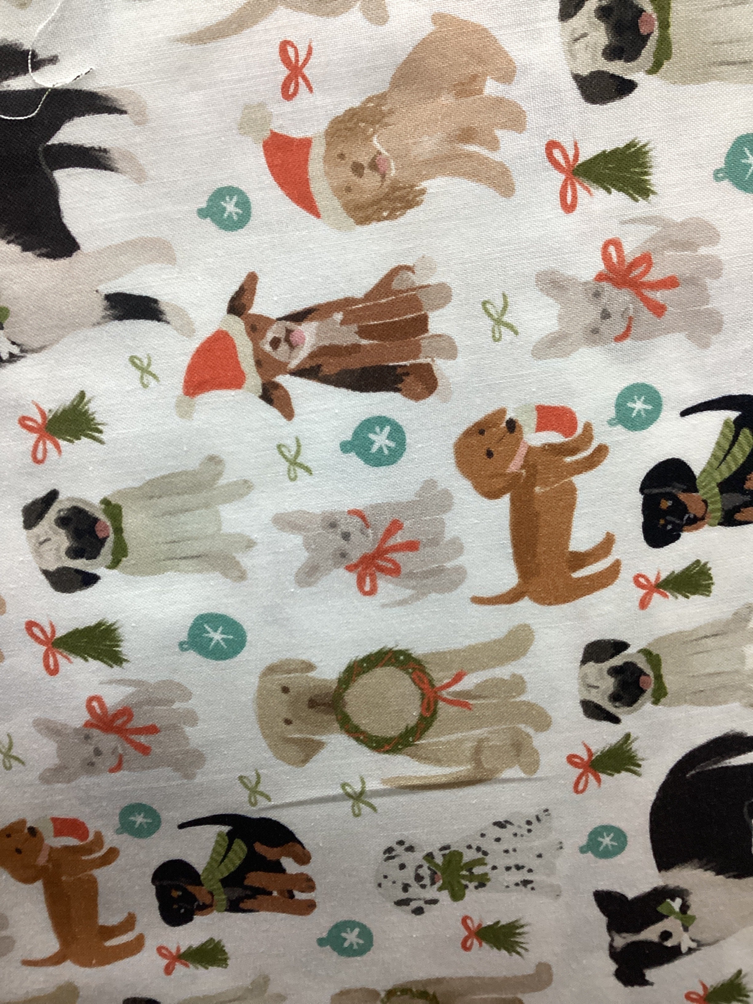 P&B Textiles Happy Howlidays Dog Christmas White quilting fabric
